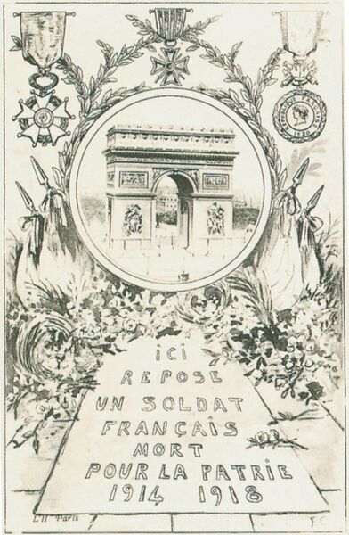  1914-1918 1919 Dessin Stèle du soldat inconnu Drawing Stele of the unknown soldier.jpg 